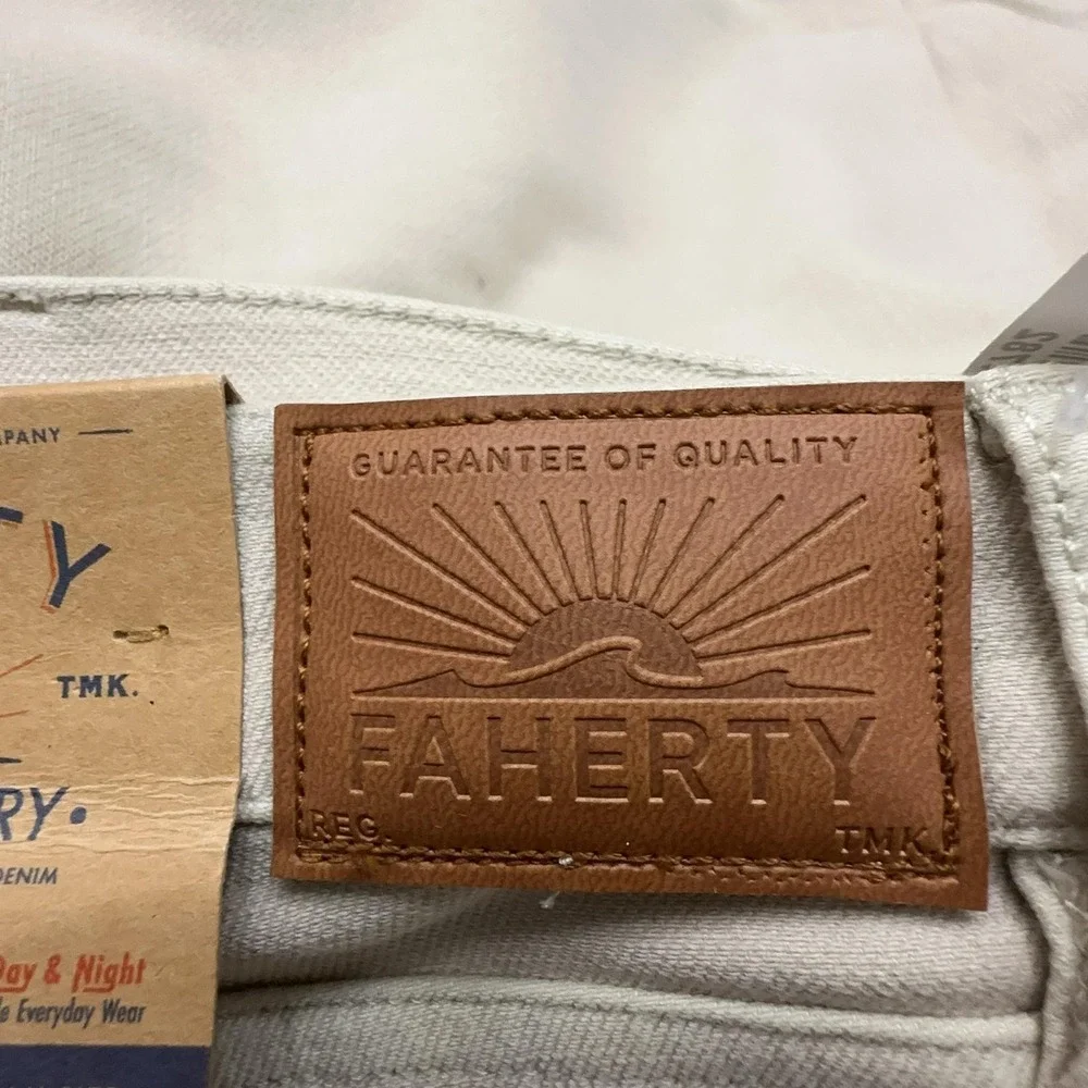 Faherty Mens 36x34 Beige Stretch Terry 5 Pocket Slim Straight Jeans MBF2437